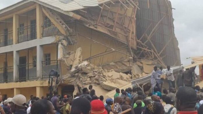 Image of collapsed school building