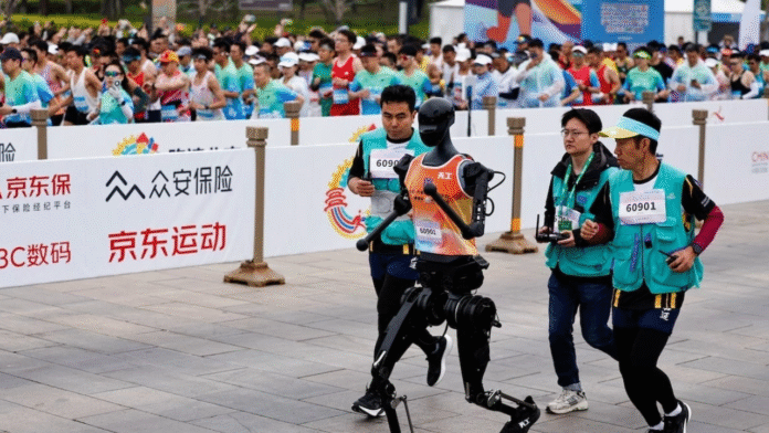 Humanoid robots join humans in historic Beijing half-marathon