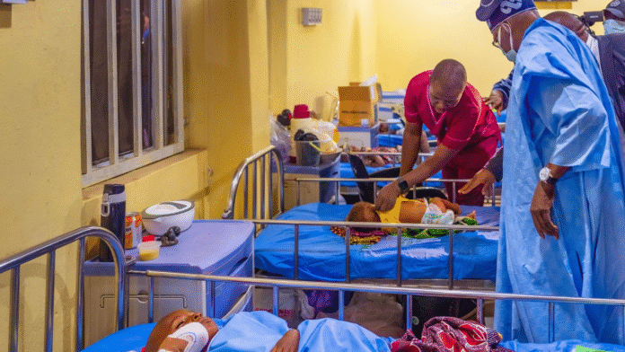 A picture of Tinubu in the hospital