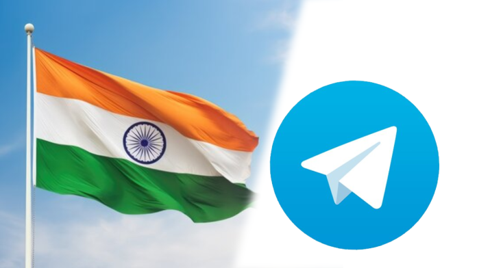 indian flag and telegram logo