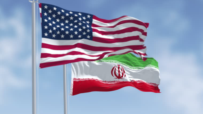 Iran and U.S. flags